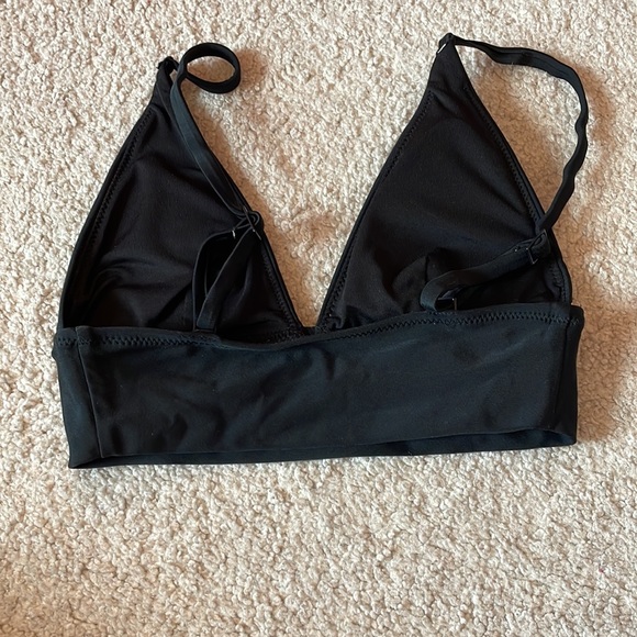 AERIE LONGLINE TRIANGLE BIKINI TOP- true black - Picture 3 of 4